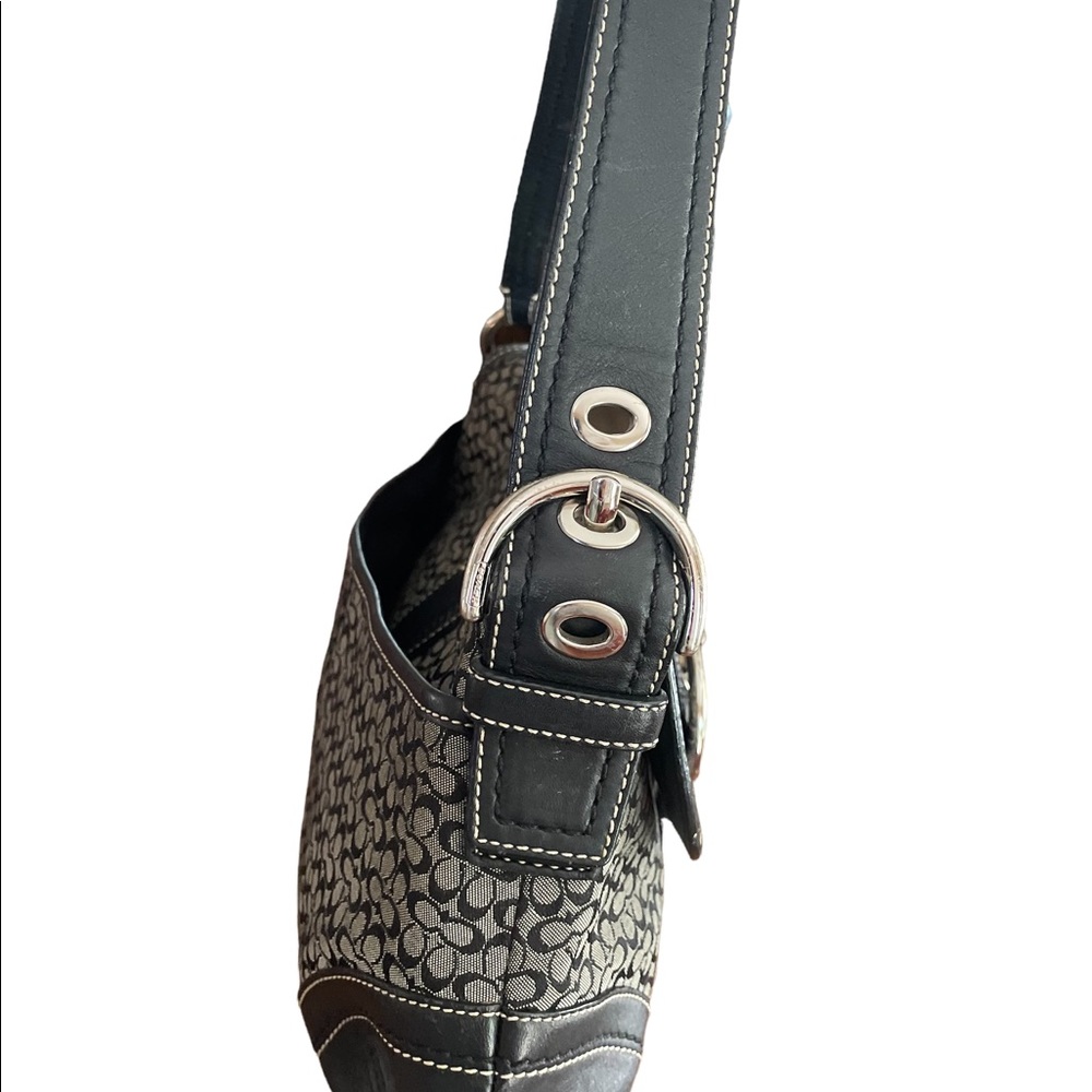 Coach Signature Soho Gray Canvas/Leather trim Buckle Bag. - Picture 6 of 9